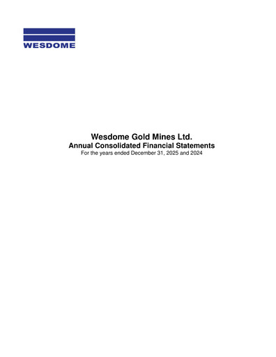 Thumbnail Wesdome Gold Mines Financial Statement 2025