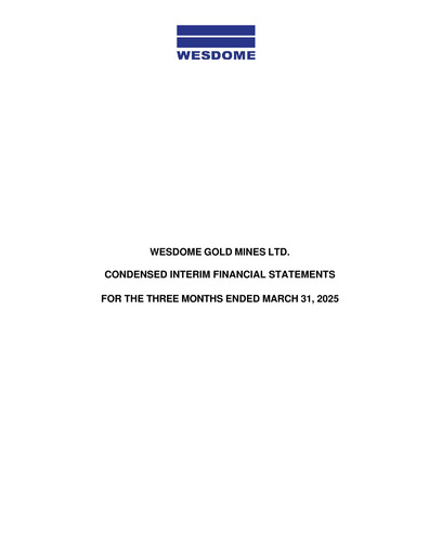 Thumbnail Wesdome Gold Mines Quarterly Report 2025-q1