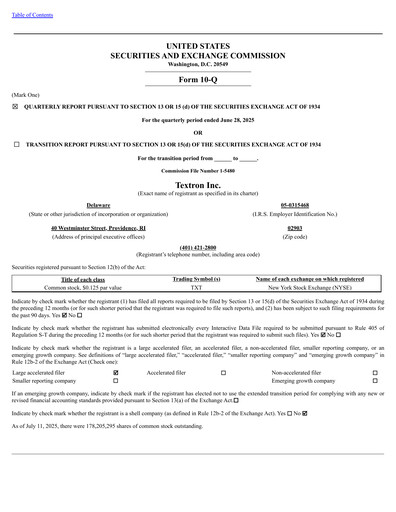 Thumbnail Textron Quarterly Report 2025-q2
