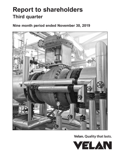 Miniature Velan Rapport trimestriel 2020-q3