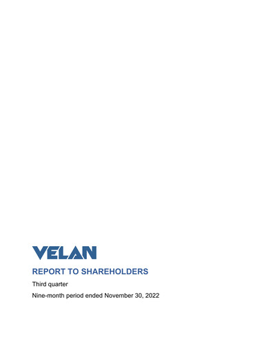 Miniature Velan Rapport trimestriel 2023-q3
