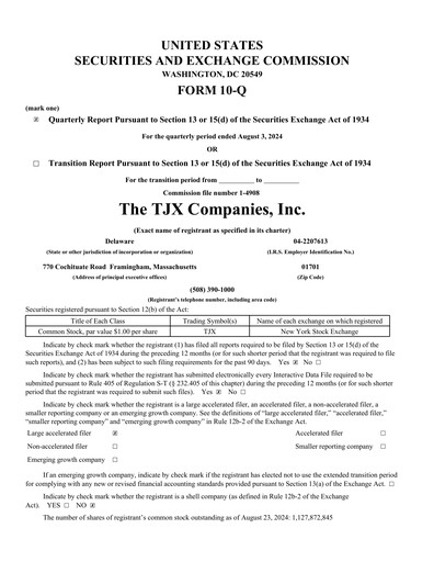 Thumbnail TJX Companies Quarterly Report 2025-q2