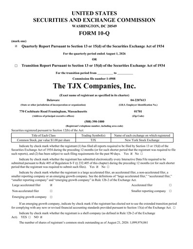 Thumbnail TJX Companies Quarterly Report 2027-q2