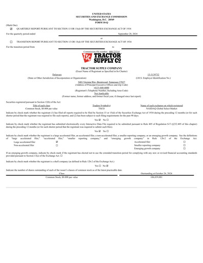 Thumbnail Tractor Supply Quarterly Report 2024-q3