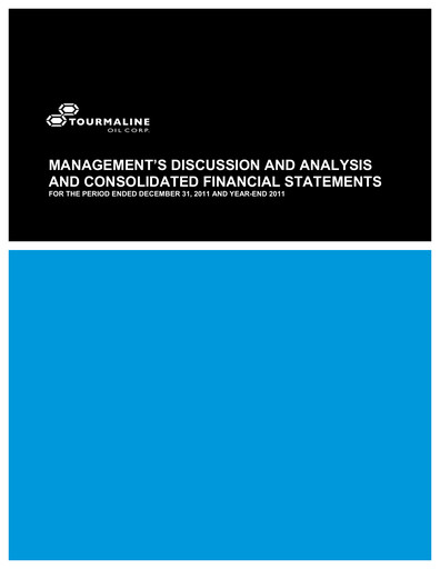 Thumbnail Tourmaline Oil
 Financial Statement 2011