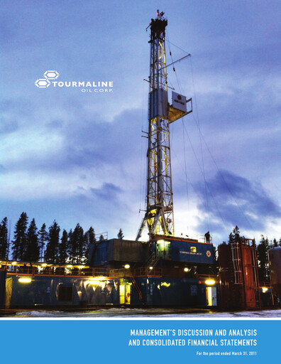 Thumbnail Tourmaline Oil
 Quarterly Report 2011-q1