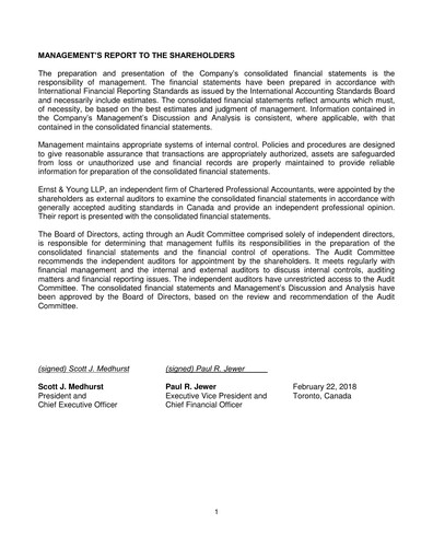 Thumbnail Toromont Financial Statement 2017