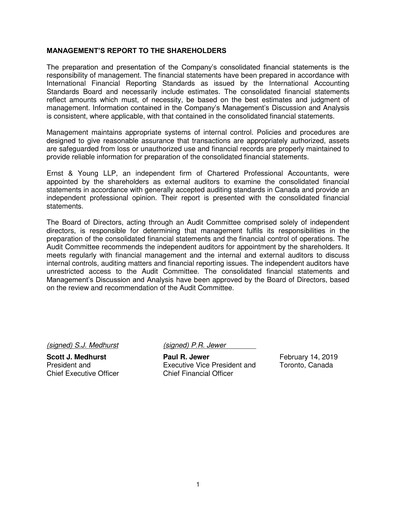 Thumbnail Toromont Financial Statement 2018