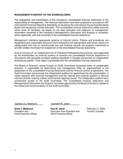 Thumbnail Toromont Financial Statement 2019