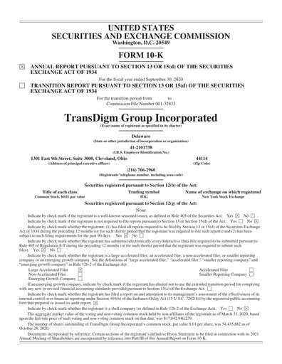 Thumbnail TransDigm Group Annual Report 2020