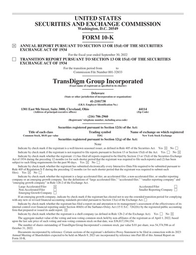 Thumbnail TransDigm Group Annual Report 2022