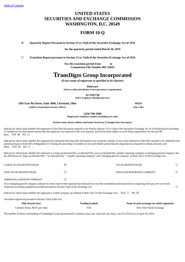 Thumbnail TransDigm Group Quarterly Report 2019-q2