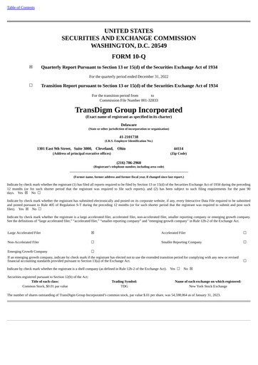 Thumbnail TransDigm Group Quarterly Report 2023-q1