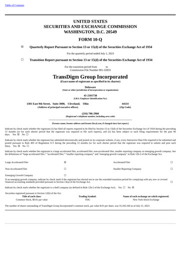 Thumbnail TransDigm Group Quarterly Report 2023-q3