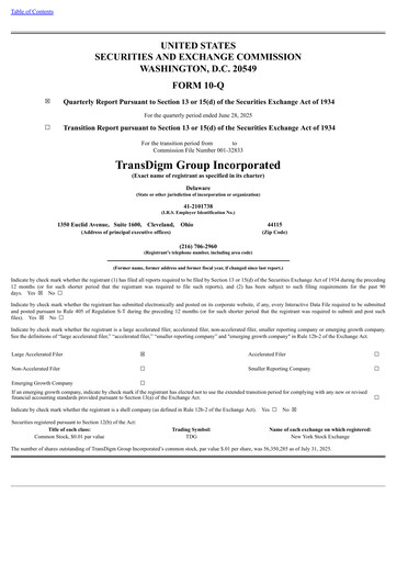 Thumbnail TransDigm Group Quarterly Report 2025-q3