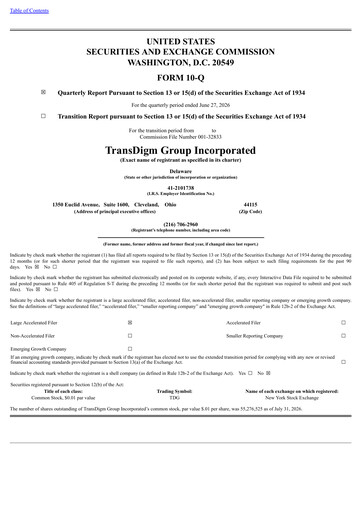 Thumbnail TransDigm Group Quarterly Report 2026-q3