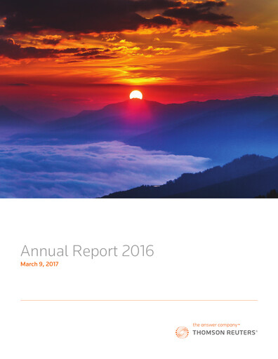 Thumbnail Thomson Reuters
 Annual Report 2016