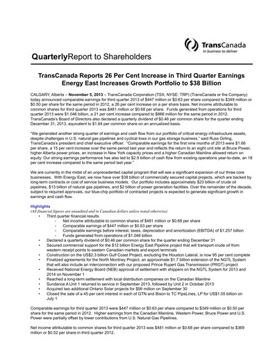Thumbnail TC Energy
 Quarterly Report 2013-q3
