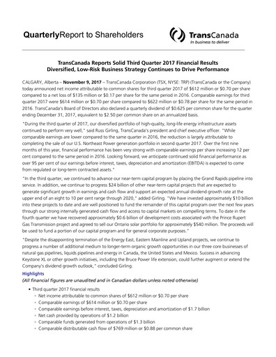 Thumbnail TC Energy
 Quarterly Report 2017-q3