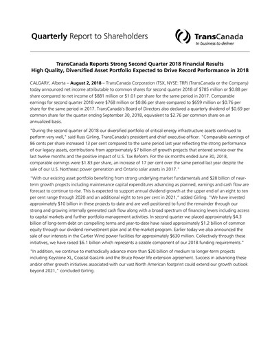 Thumbnail TC Energy
 Quarterly Report 2018-q2