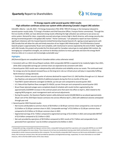Thumbnail TC Energy
 Quarterly Report 2022-q2