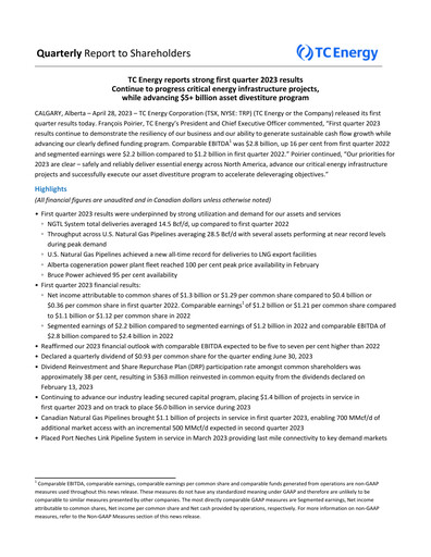 Thumbnail TC Energy
 Quarterly Report 2023-q1