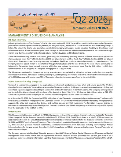 Vorschaubild Tamarack Valley Energy Quartalsbericht 2026-q2
