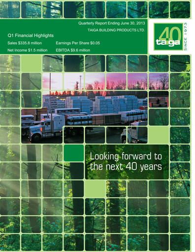 Thumbnail Taiga Building Products Quarterly Report 2013-q1