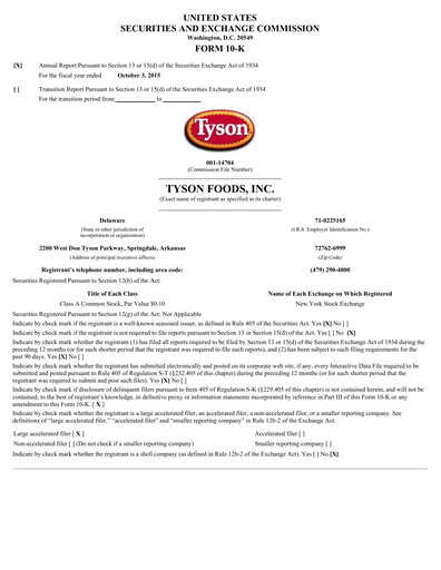 Thumbnail Tyson Foods
 Annual Report 2015