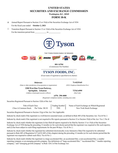 Thumbnail Tyson Foods
 Annual Report 2021