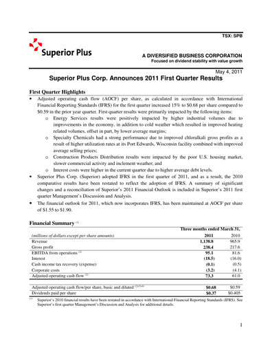 Miniature Superior Plus Rapport trimestriel 2011-q1