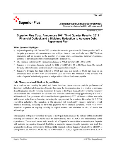 Miniature Superior Plus Rapport trimestriel 2011-q3