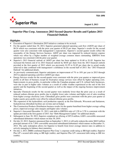 Miniature Superior Plus Rapport trimestriel 2013-q2