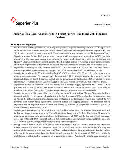 Miniature Superior Plus Rapport trimestriel 2013-q3