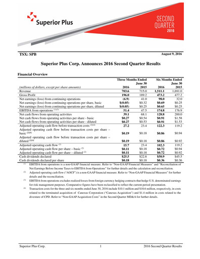 Miniature Superior Plus Rapport trimestriel 2016-q2