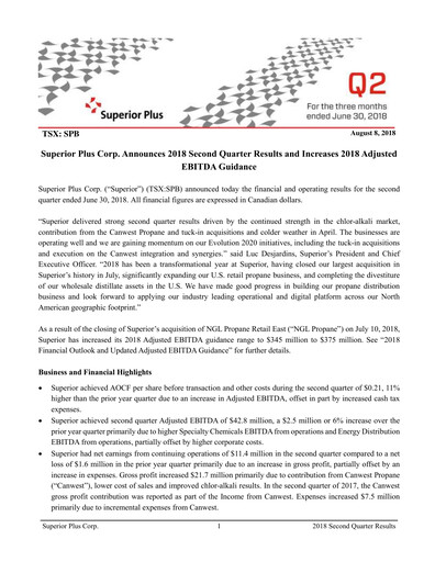 Miniature Superior Plus Rapport trimestriel 2018-q2