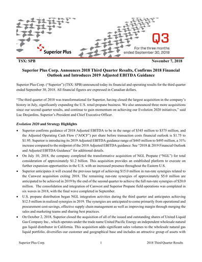 Miniature Superior Plus Rapport trimestriel 2018-q3