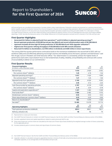 Thumbnail Suncor Energy
 Quarterly Report 2024-q1