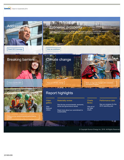 Thumbnail Suncor Energy
 Sustainability Report 2016