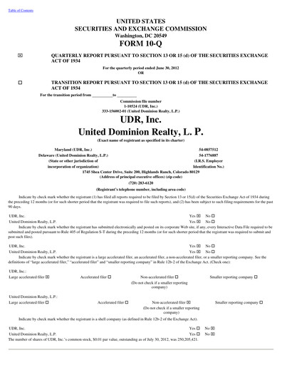 Thumbnail UDR Apartments Quarterly Report 2012-q2