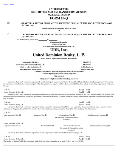 Thumbnail UDR Apartments Quarterly Report 2014-q1