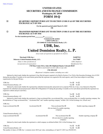 Thumbnail UDR Apartments Quarterly Report 2015-q1