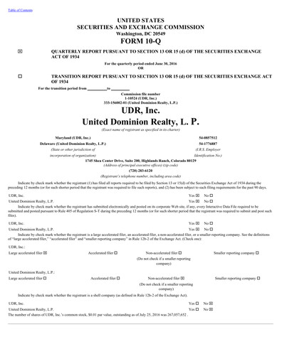 Thumbnail UDR Apartments Quarterly Report 2016-q2