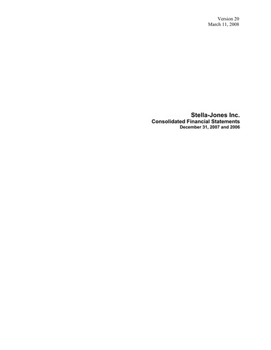 Thumbnail Stella-Jones Financial Statement fy2007