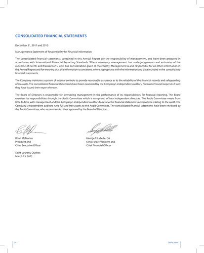 Thumbnail Stella-Jones Financial Statement fy2011