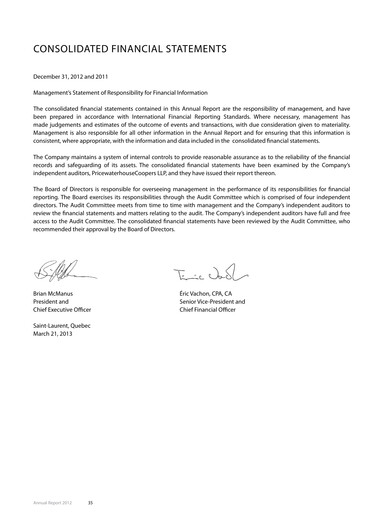 Thumbnail Stella-Jones Financial Statement fy2012