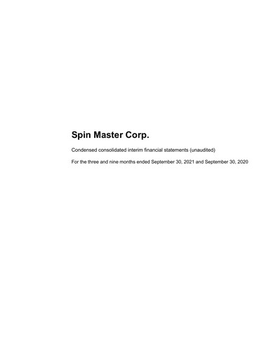 Thumbnail Spin Master Quarterly Report 2021-q3
