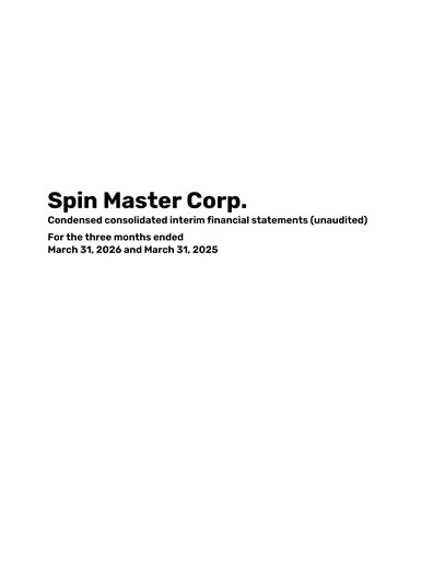 Miniature Spin Master Rapport trimestriel 2026-q1