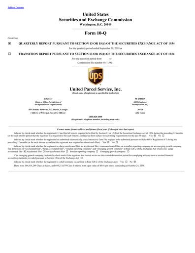 Thumbnail United Parcel Service Quarterly Report 2018-q3