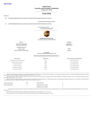 Thumbnail United Parcel Service Quarterly Report 2019-q2